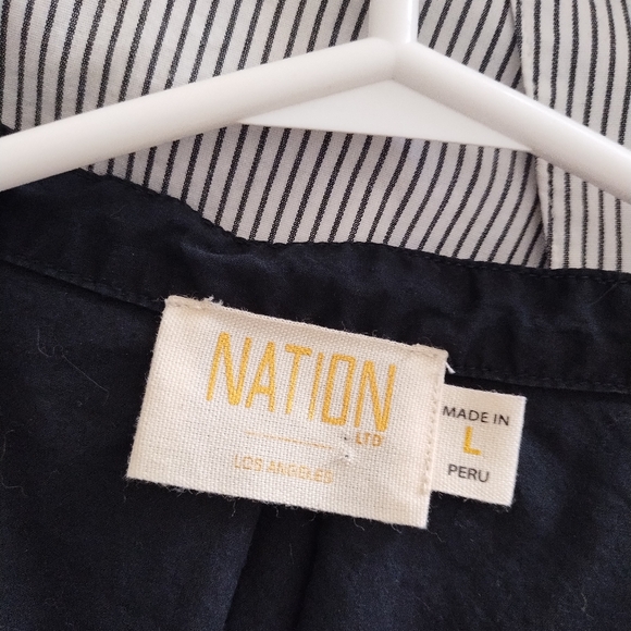 NATION LTD Geneva Romantic Black Pima Cotton Blouse L - Picture 5 of 7
